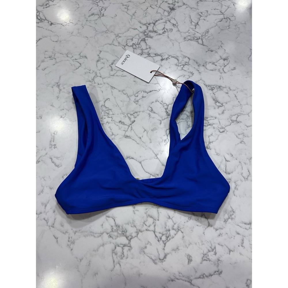 NWT Quince Electric Blue Italian Plunge Bikini Top Size XS